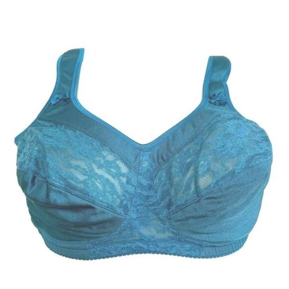 Comfort Choice Easy Enhancer Everyday Bra Back Closure 42C Teal Blue Lace - Picture 2 of 8